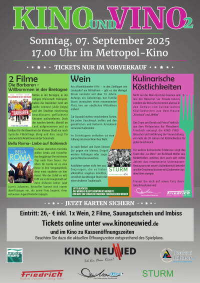 Bild zu KINO & VINO 2 - Sonntag, 07. September im Metropol - 1