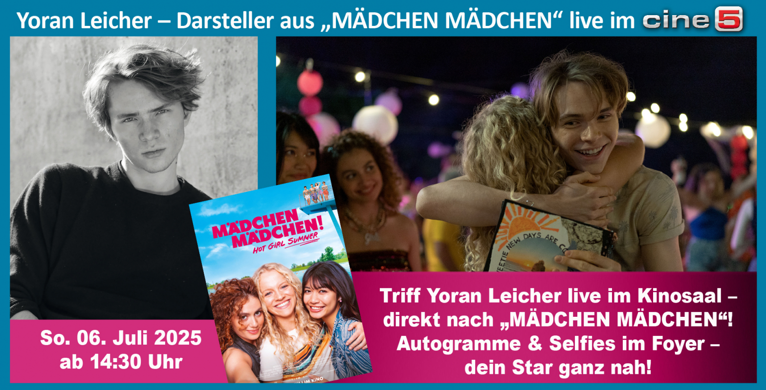 Bild zu MÄDCHEN MÄDCHEN: Yoran Leicher - Darsteller aus MÄDCHEN MÄDCHEN am 06. Juli um 14.30 live im Cine 5 - 1