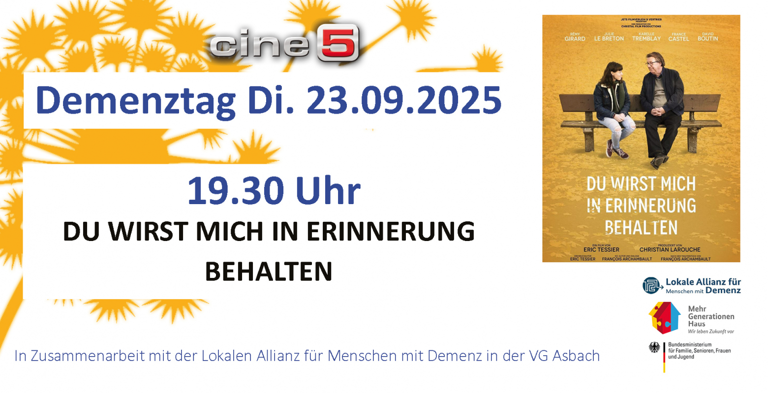 Bild zu Cine 5 Demenztag - Di. 23.09.2025 - anlässlich des Weltalzheimertages - 1