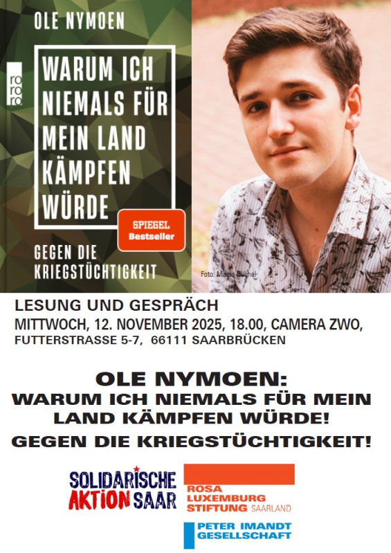 Bild zu Lesung/Gespräch: Ole Nymoen &#034;Warum ich niemals für mein Land kämpfen würde&#034; - 1